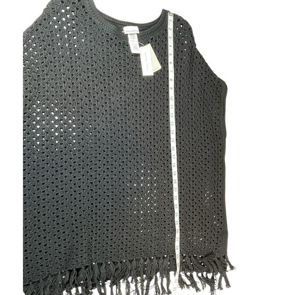 Tommy Bahama Beach Pancho NWT Black Swimsuit Cover Up 100% Cotton Small Tassel - Picture 7 of 12